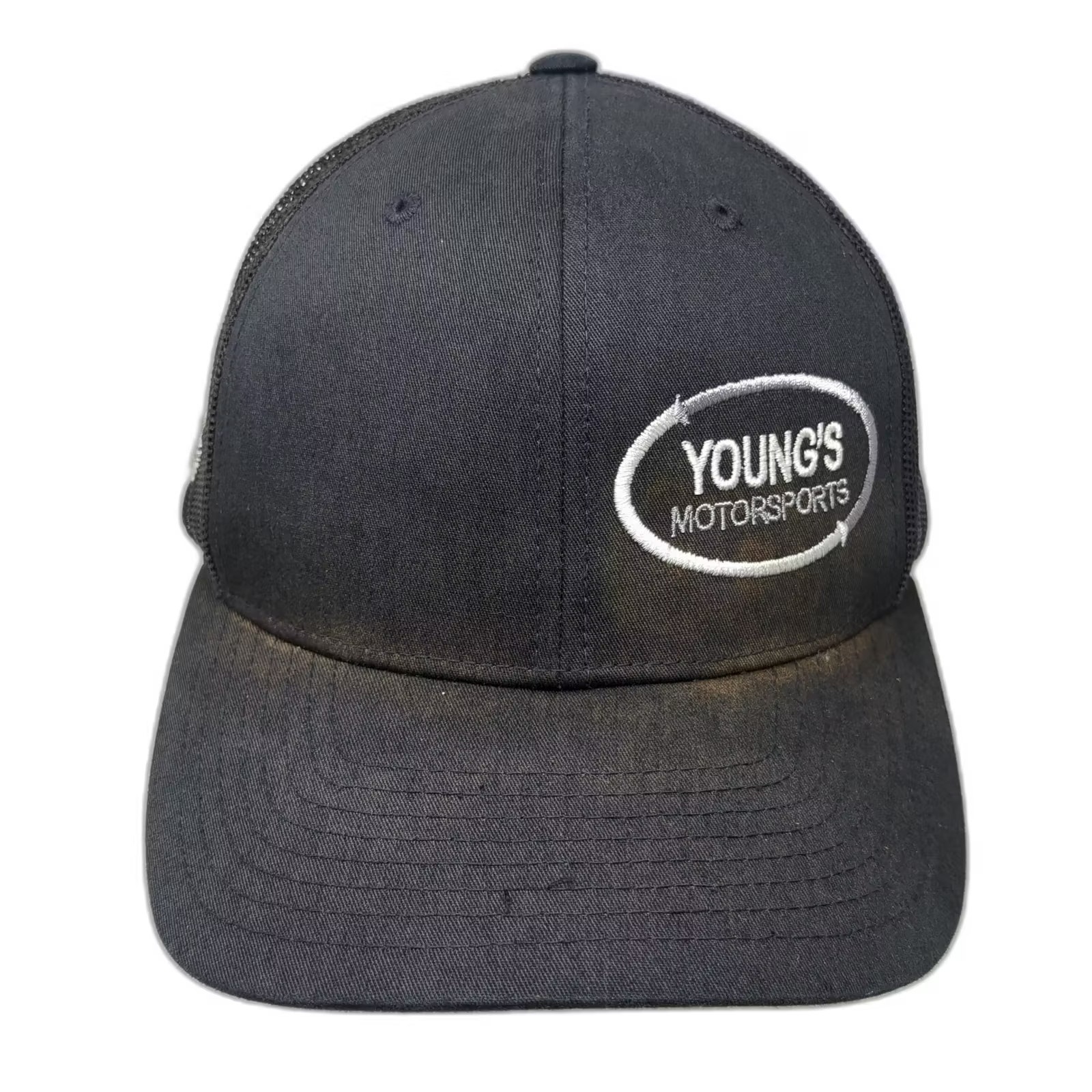 Yupoong Trucker Hat Black White Snapback Os Chevrolet Youngs Motorsports Hat
